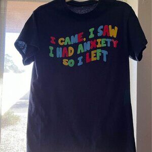 Spencer's "Anxiety" Graphic Tee in Navy Blue, Small